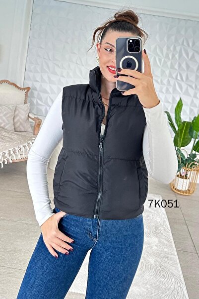 İnce Topuk High Collar Short Inflatable Vest 7K051