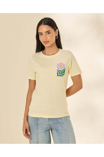 REDTAG Women Beige Printed T-Shirt