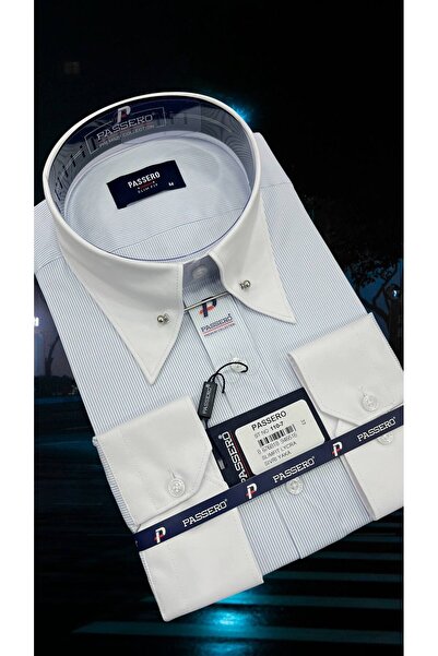 PASSERO Slim Fit İğneli İtalyan Yaka Likra