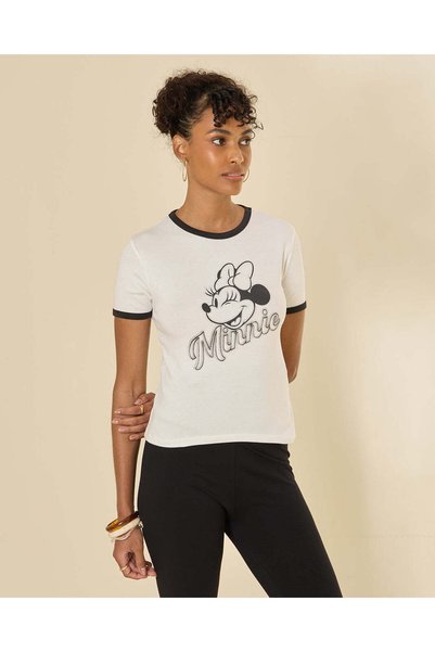 REDTAG Women White Printed Minnie T-Shirt