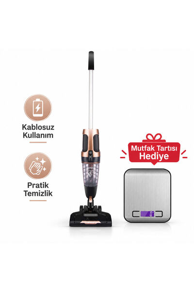 Arnica Süpürgeç E-max Rose Şarjlı Dik ET11200 mutfak tartısı Hediye(Onerous)