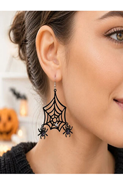 Generic Brand Halloween Spider Web and Spiders Earrings