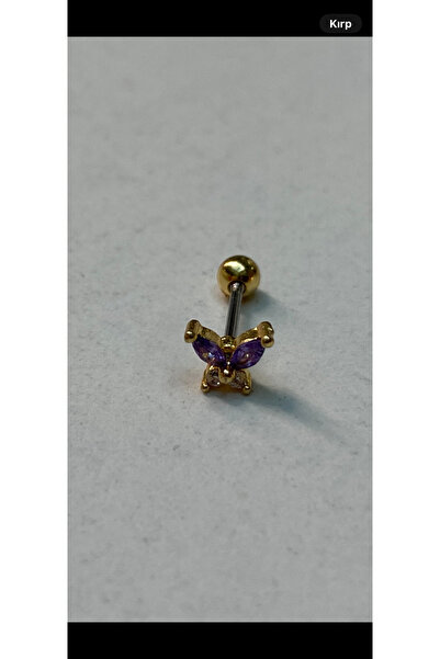 Gold mor taşlı kelebek tragus kıkırdak Piercing