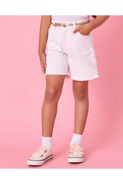 REDTAG Girls White Shorts With Belt