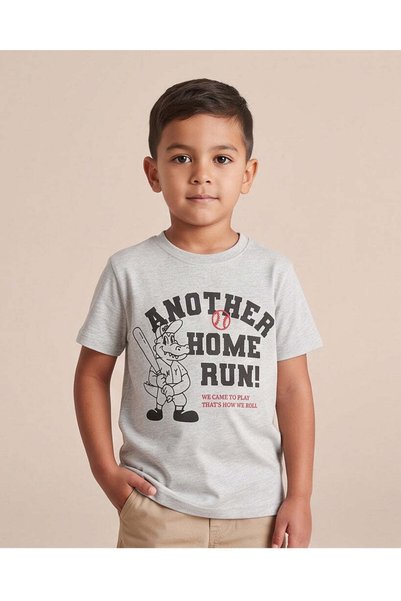 REDTAG Boys Grey Printed T-Shirt