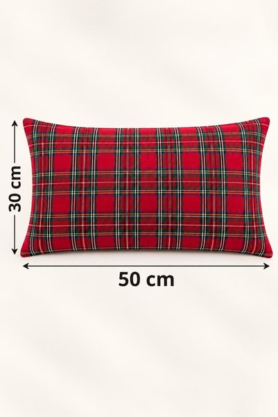 desicap Christmas Themed Plaid Fabric Decorative Throw Pillow Cover 30 × 50 cm 1 Piece