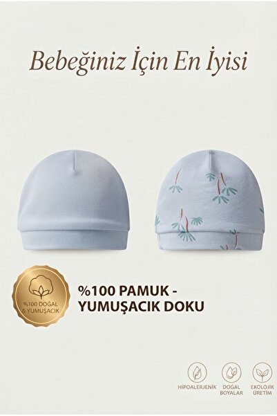 Mamman's 2-Pack 100% Cotton Combed Cotton Baby Beanie, Newborn 0-6 Months