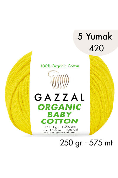 Gazzal Bumbac organic pentru bebeluși 420 – 5 ghemuri a câte 250 g