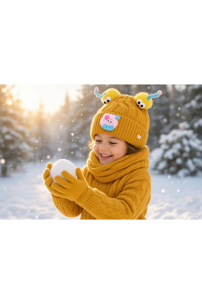 Batu Children's Scarf, Beanie, and Glove Set with Animal Figures