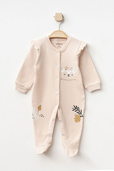 Aziz Bebe Baby Girl Snap Fastener Patterned Booties Jumpsuit 0 Month 6 Month