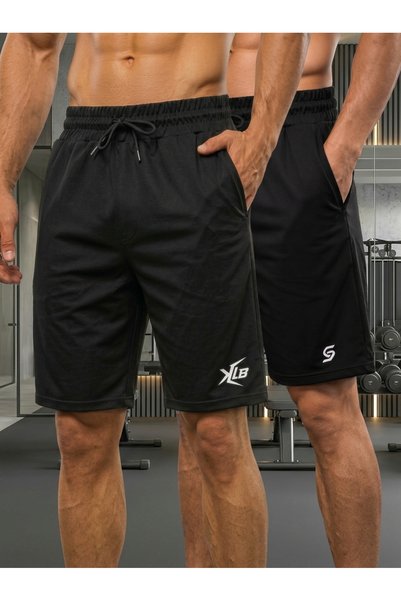 Sapevr 2'li Erkek Premium Esnek Spor Şortu - Slim Fit Günlük & Fitness Şortu