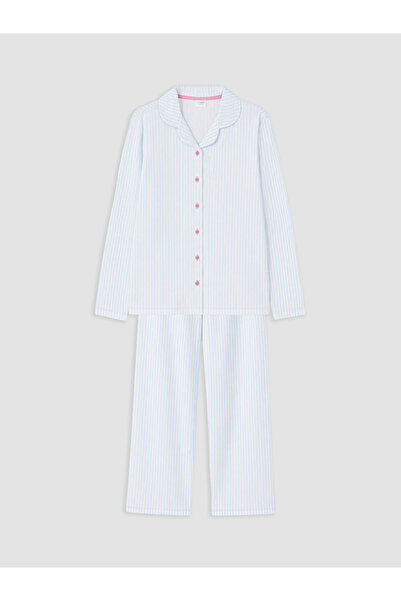 LC Waikiki Rmz Gi̇yi̇m Farkiyla Shirt Roba Collar Girls' Pajama Set