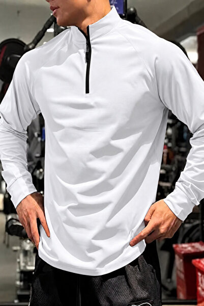 GENIUS STORE Erkek Yarım Fermuarlı Compression Uzun Kol Spor Tişört ve Fitnes...