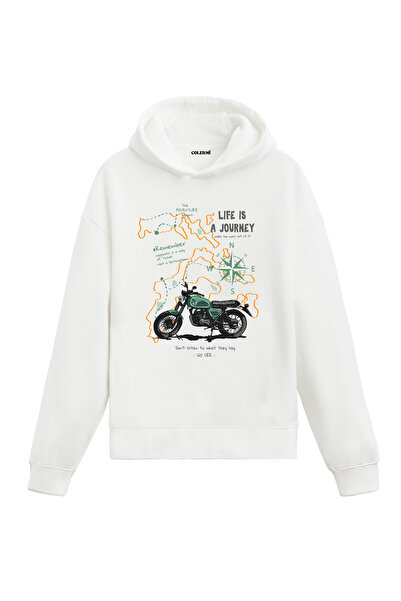 Colermi Life Is a Journey Vintage Motorcycle Design Hooded Sweatshirt