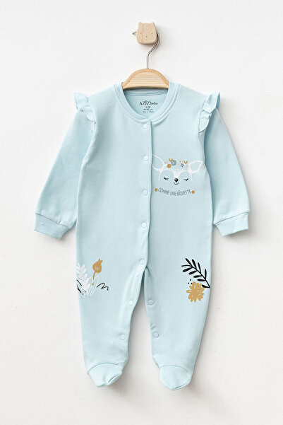 Aziz Bebe Baby Girl Snap Fastener Patterned Booties Jumpsuit 0 Month 6 Month