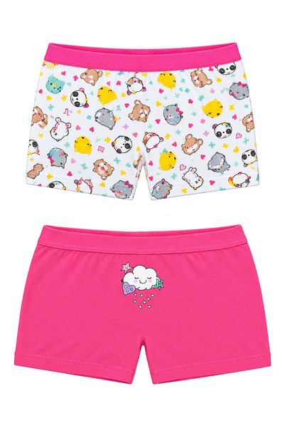 ÖZKAN underwear Özkan 42100 10'lu Paket Kız Çocuk %95 Pamuklu Likralı Süprem Esnek Rahat Karışık Renkli Desenli Boxer Şort