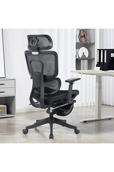 Topscaune Scaun Ergonomic Premium Mesh cu Suport pentru Picioare, Reclinare 1...