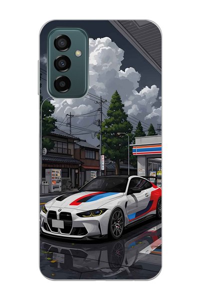 FLAMENKO حافظة هاتف شفافة متوافقة مع سامسونج جالاكسي M13 / M23 بنمط BMW