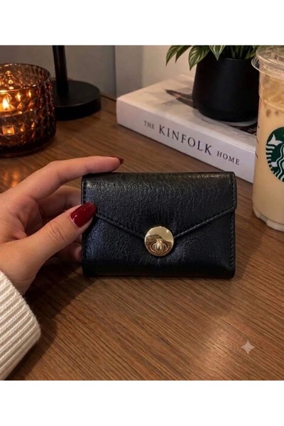 Genel Markalar Bagsbani Yumuşak dokulu kilit detaylı kadın cüzdanı