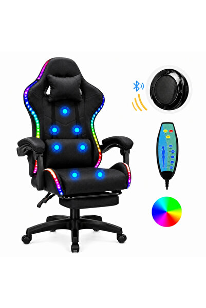 Topscaune SONICSTRIKE RGB FABRIC– Scaun Gaming cu Masaj, Tapițerie Premium Du...