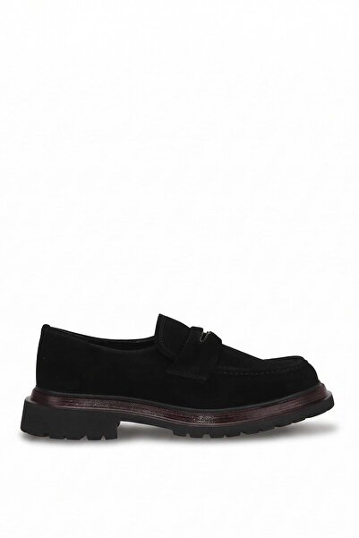 Ayakkabı Fuarı Elit 26Kery2951 Genuine Suede Leather Casual Shoes Black