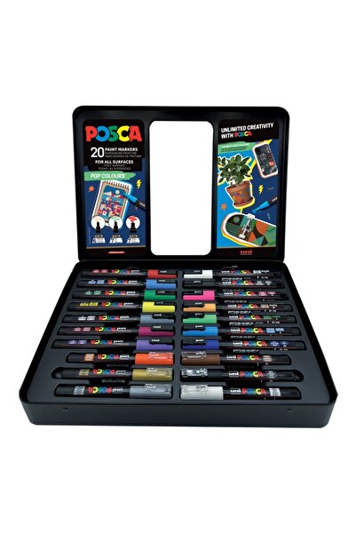 POSCA Cutie metalica Posca, model Pop colours, 20 culori, 6x PC-1M, 7x PC-3ML...