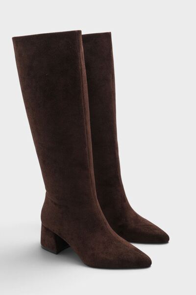MODAADAM Women's Mordi Short Heeled Boots - Brown-Suede