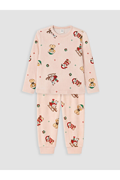 LC Waikiki Rmz Gi̇yi̇m Farkiyla New Year's Themed Girls' Pajama Set