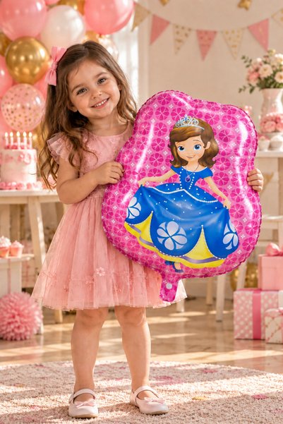 Parti dolabı Prenses Sofia Folyo Balon Sofya Doğum Günü Balonu Kız Doğum Günü