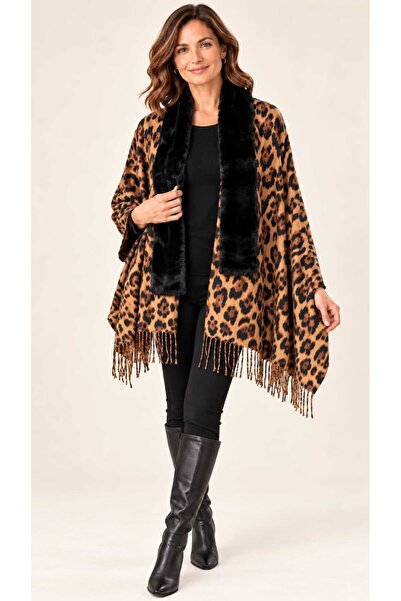 Volupta Elegant Women's Scarf Shawl Animal Print Leopard Brown