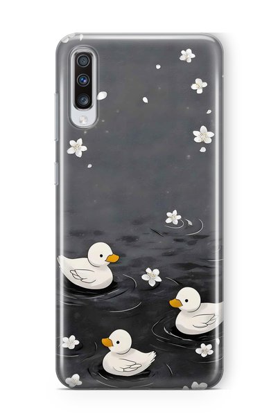 FLAMENKO Samsung Galaxy A70 Compatible Transparent Phone Case with Ducklings ...