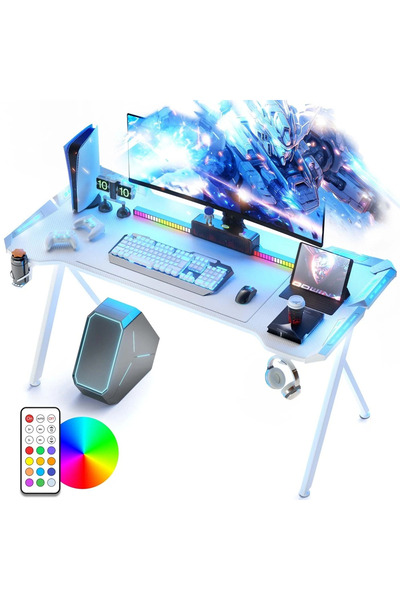 Topscaune DOWINX Birou de Gaming RGB cu Iluminare Multicoloră și Design din F...