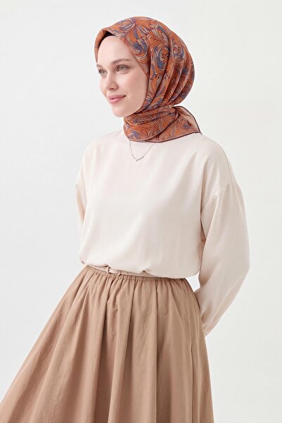 Silk Home Мек шал, винтидж, ефирен, оранжев