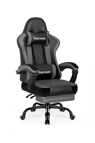 Topscaune Scaun gaming, Masaj în perna lombară, Suport picioare, Rabatabil 90...