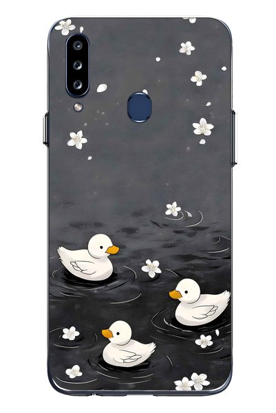 FLAMENKO Samsung Galaxy A20S Compatible Little Ducks Patterned Transparent Ph...