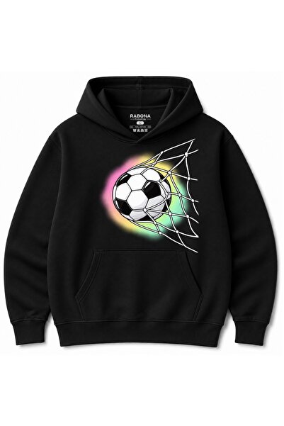 Rabona Fashion Φούτερ με σχέδιο γραφικού διχτυού γκολ ποδοσφαίρου σε στυλ νέον