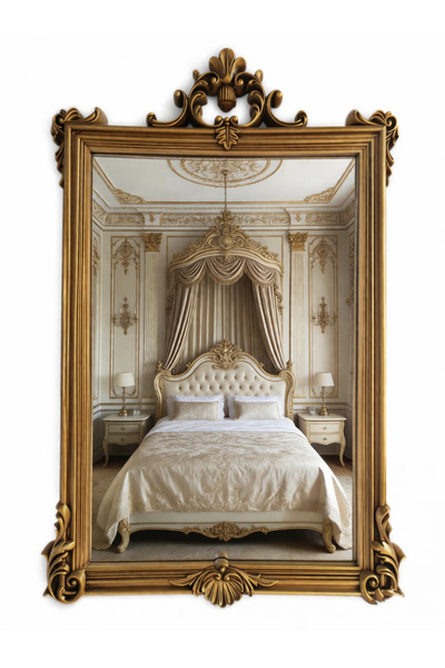 Mobatelier Oglindă decorativă de perete, ramă aurie antichizată, 60x90 cm