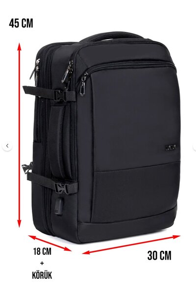 Tnç dada 45 Cm USB Şarjlı Genişleyebilir Laptop Seyahat Sırt Çantası