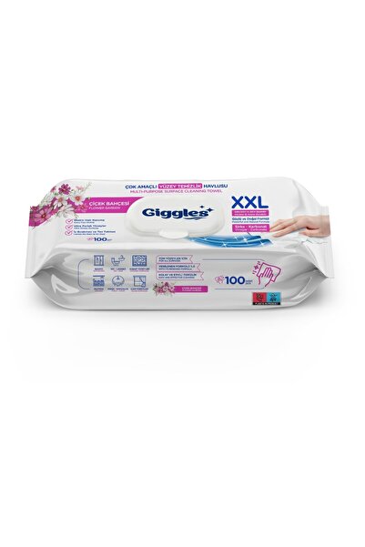 giggles Flower Garden XXL Șervețele umede pentru suprafețe, 100 bucăți