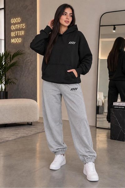 MEİS CLOTHES طقم رياضي بقلنسوة مكون من قطعتين، سترة وبنطلون، للجنسين، مطبوع ب...