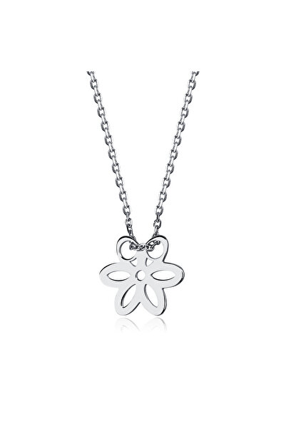 Generic Brand Colier din argint 925 rodiat cu motiv floral