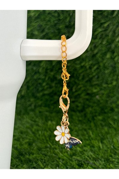 YuccaCo Accessorize Your Life Butterfly Daisy Double Thermos Ornament/ Butterfly Daisy Figure Thermos Charm/Flower Bag Charm
