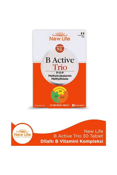 New Life B Active Trio 30 Tablet Vegan B12 Vitamini İçeren Hızlı Emilim Sağla...