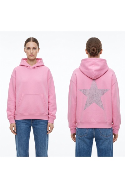 Su Wear Star Pink Sweatshirt with Stone Detail on the Back