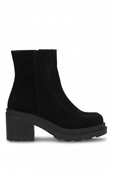 Ayakkabı Fuarı Elit Vvs2754S Women's Genuine Suede Leather Heeled Boots Black