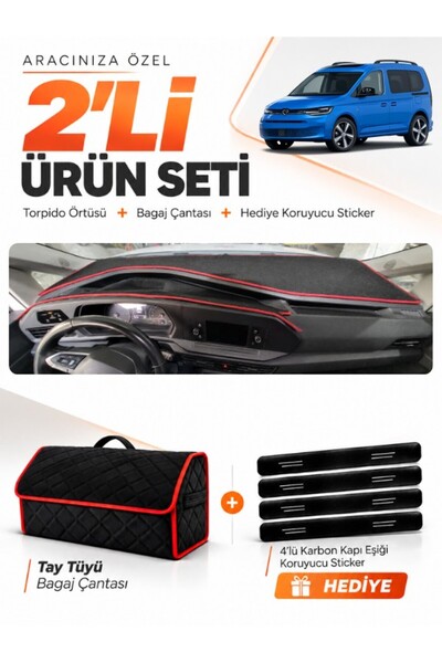 e-biz Volkswagen Caddy (2022-2026) Compatible Dashboard Cover + Tay Feather T...