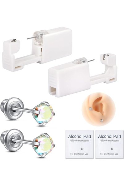 JIESIBAO Ear Piercing Gun Kit,Self Disposable Ear Piercing Kit 316L Surgical ...