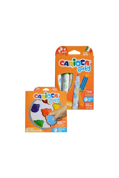 carioca Teddy Şekilli Mum Boya ve Baby Marker 2 Adet Boyama Seti