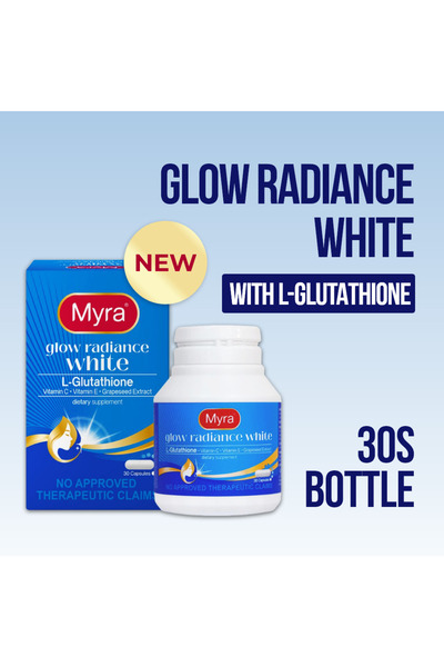 Myra جديد: جلو راديانت وايت مع إل-جلوتاثيون، عبوة 30 حبة