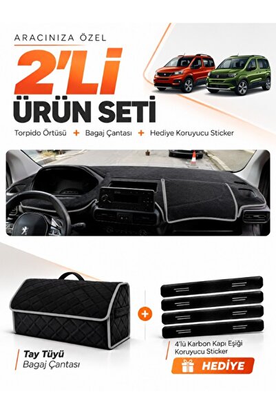 e-biz Peugeot Ri̇fter (2018-2026) Compatible Dashboard Cover + Thai Feather T...